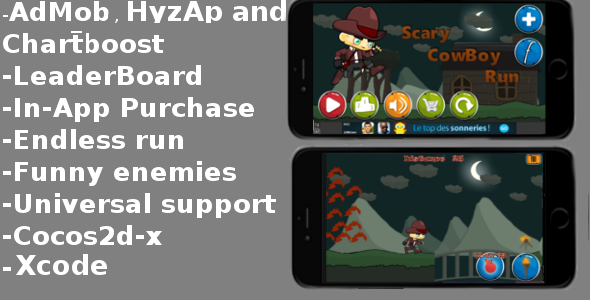 Scary Cowboy Run - AdMob-Chartboost-LeaderBoard - CodeCanyon Item for Sale