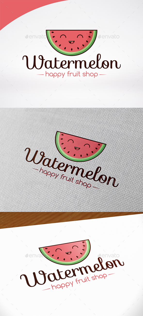 Happy Watermelon Logo Template - Food Logo Templates