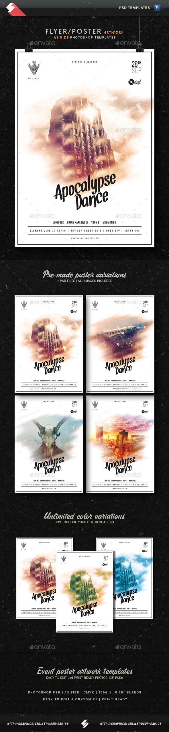 Apocalypse Dance - Party Flyer Templates A3 - Clubs & Parties Events