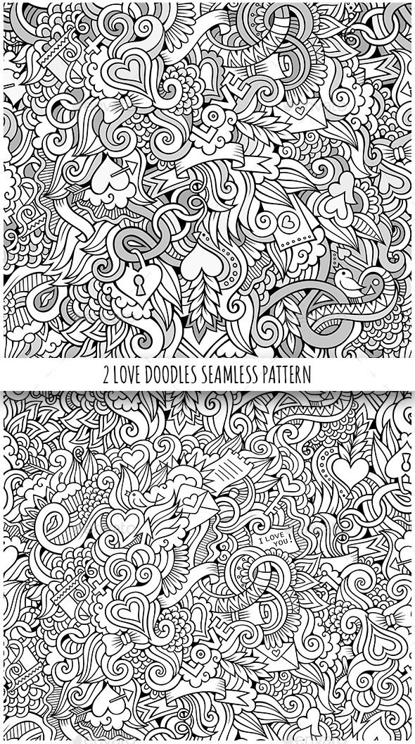 2 Love Doodles Seamless Pattern - Valentines Seasons/Holidays