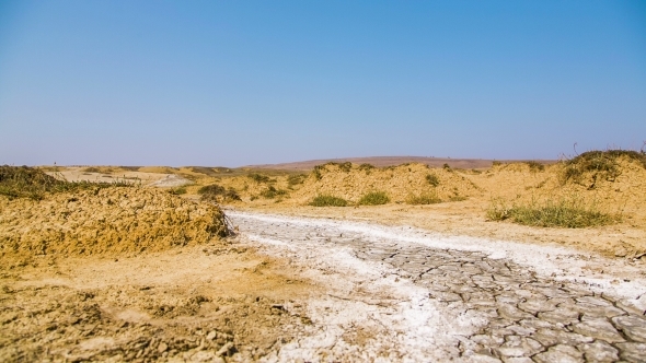 Desert Road With Hardened Volcano Mud