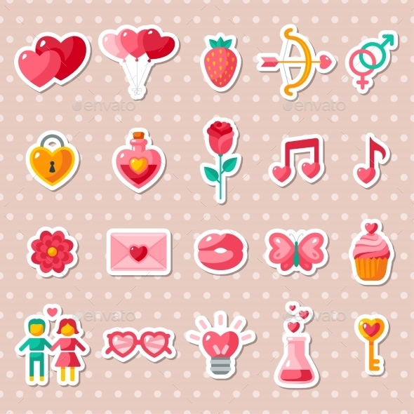 Valentine's Day Icons Elements Collection. - Valentines Seasons/Holidays