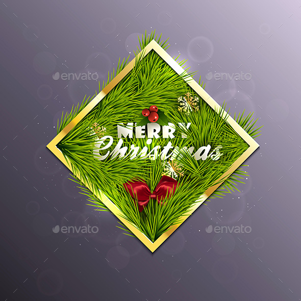 Christmas Label Made of Gold Frame - Christmas Seasons/Holidays