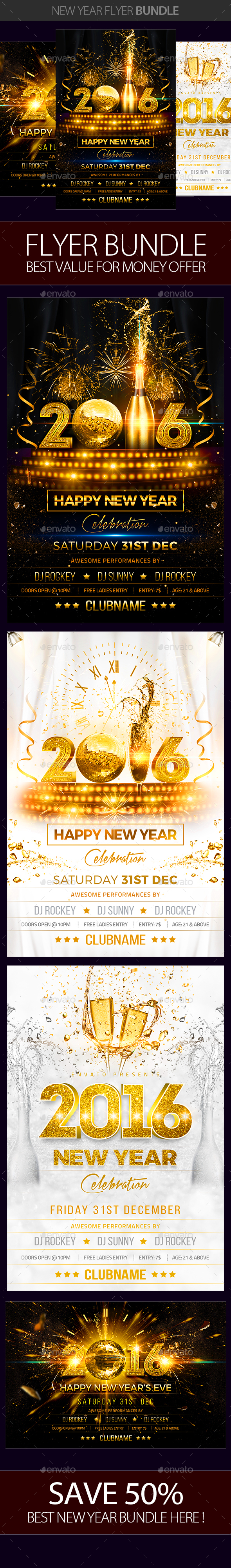 New Year Party Flyer Bundle - Clubs & Parties Events
