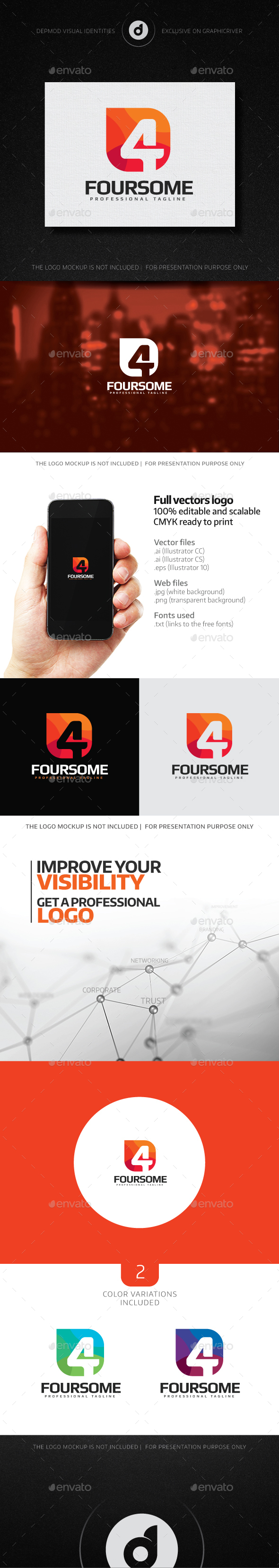 Foursome Logo - Numbers Logo Templates