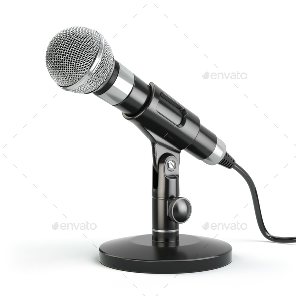 Microphone isolated on white. Caraoke or news concept. - Stock Photo - Images