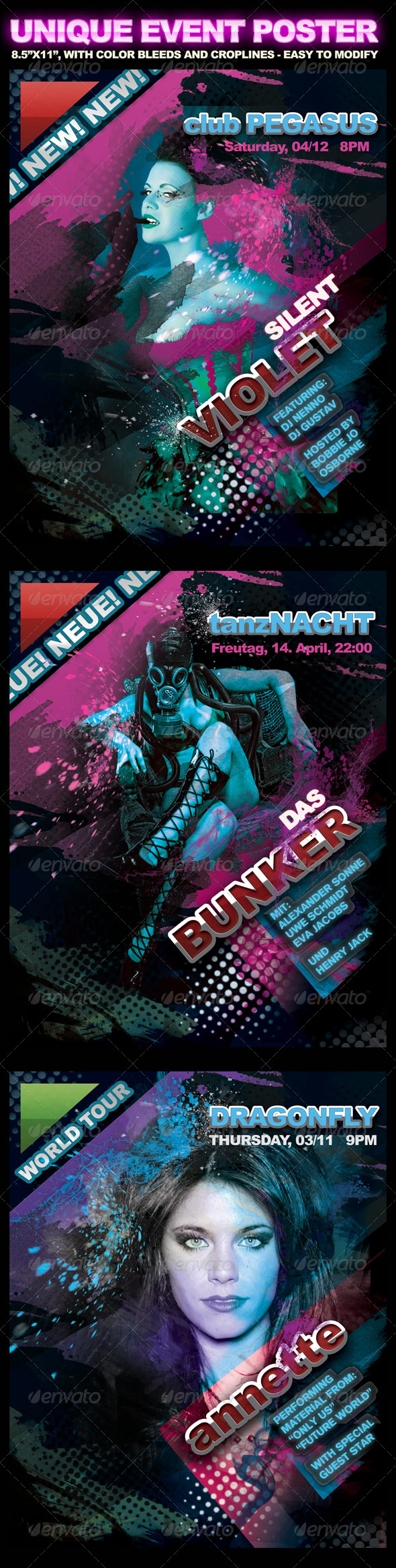 Poster 8.5"x11" with croplilnes and color bleeds - Clubs & Parties Events