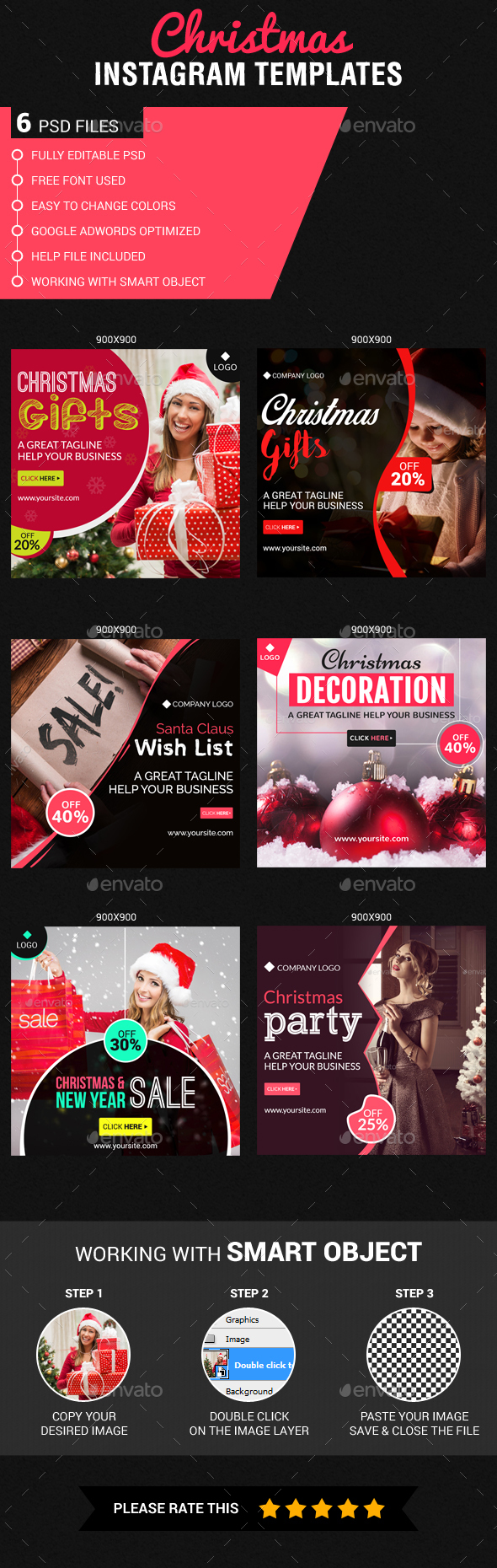 Christmas & New Year Instagram Templates - Banners & Ads Web Elements
