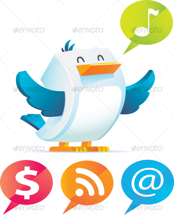Bird with talking bubble - Animals Illustrations