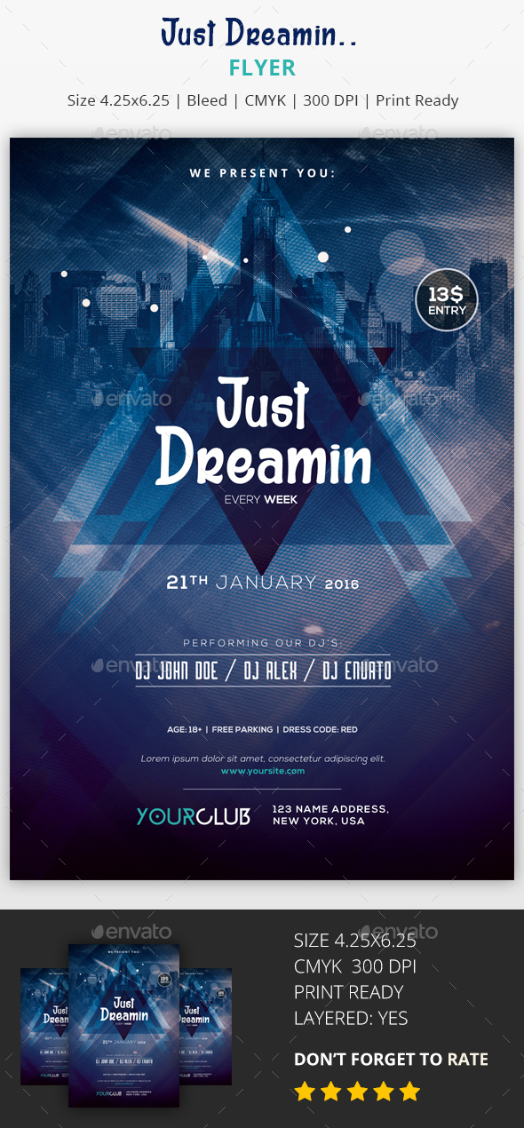 Just Dreamin - PSD Flyer - Clubs & Parties Events