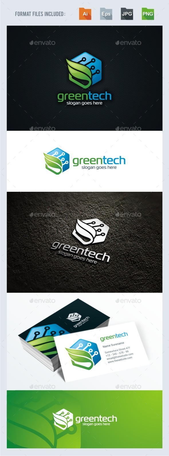 Green Leaf - Tech Logo Template - Symbols Logo Templates