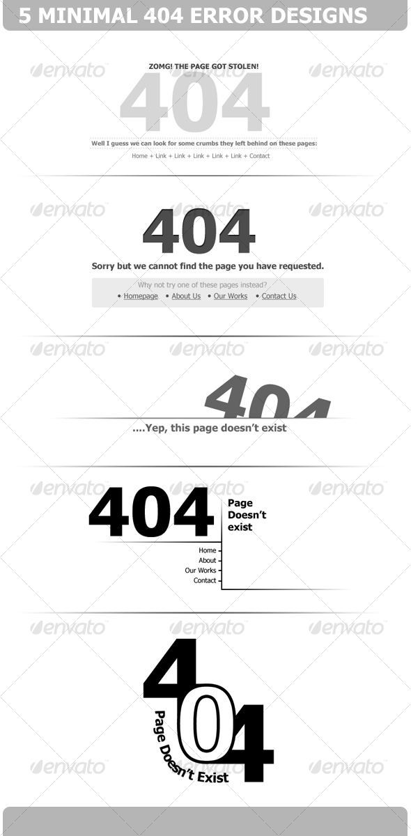 5 Minimal 404 Error Designs - Web Elements