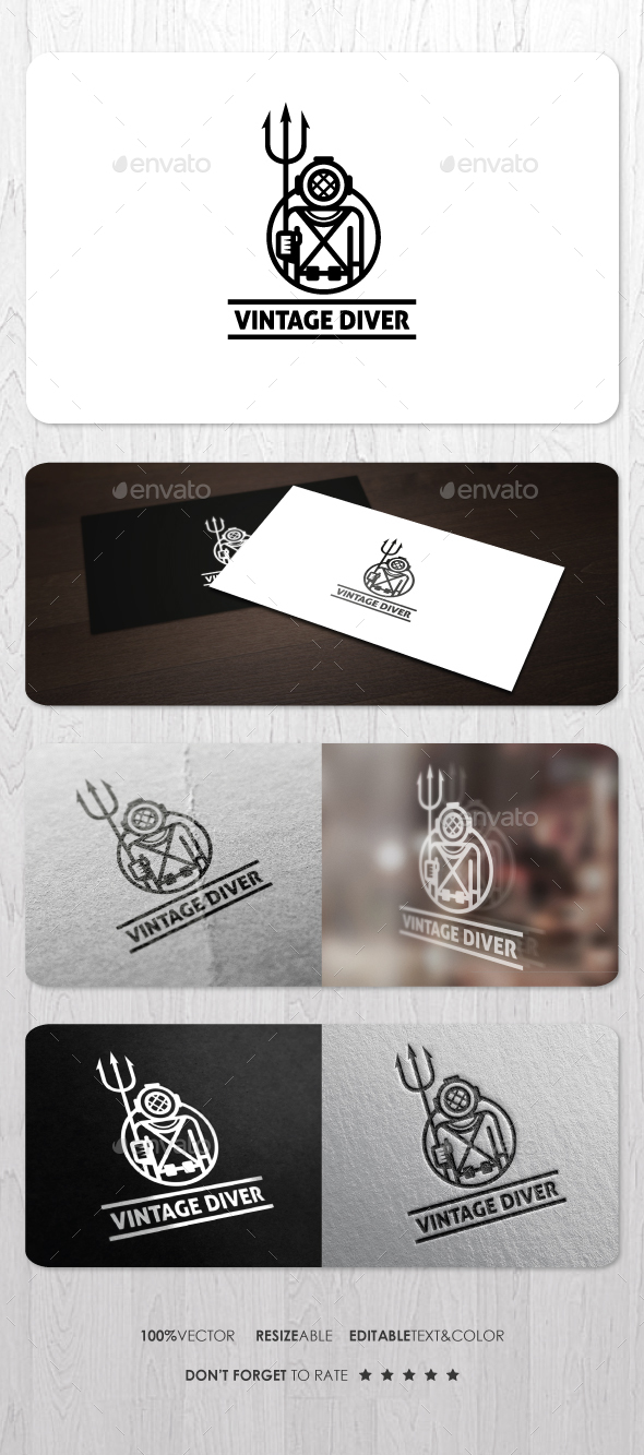 Vintage Diver Logo - Humans Logo Templates