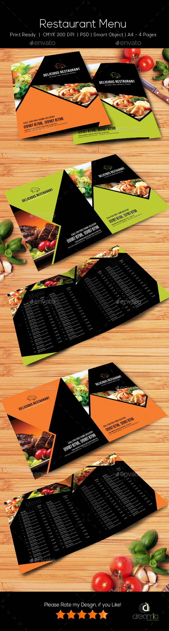 Restaurant Menu Template - Vol4 - Food Menus Print Templates