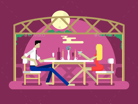 Romantic Date Design - People Characters