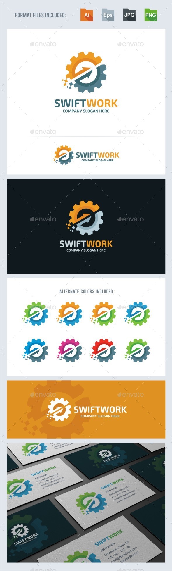 Swift Work - Gear Logo Template - Symbols Logo Templates