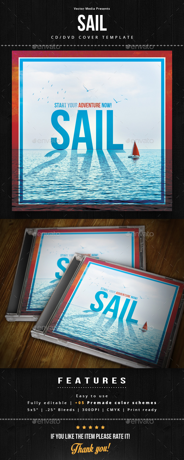 Sail - Cd Cover - CD & DVD Artwork Print Templates