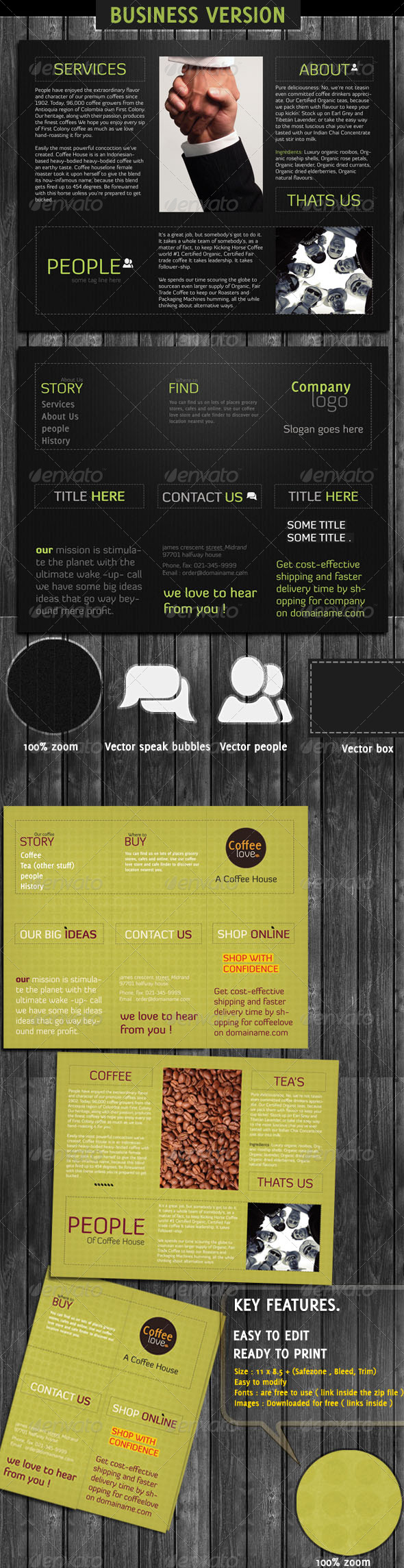 Business And Coffee Shop Brochure - Food Menus Print Templates