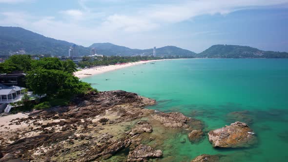 Aerial view beautiful patong beach Phuket Thailand Amazing sea beach sand tourist travel destination alt