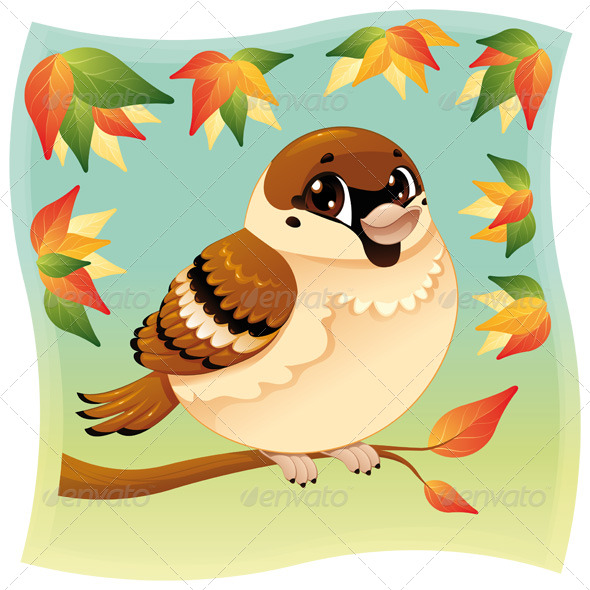 Sparrow on a branch - Animals Characters