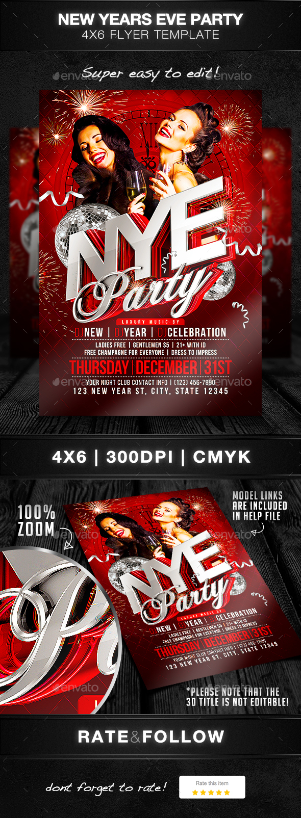 New Years Party Flyer Template - Clubs & Parties Events
