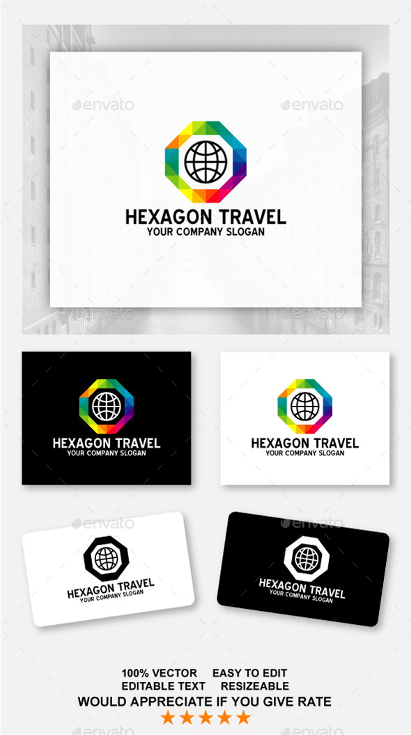 Hexagon Travel - Symbols Logo Templates