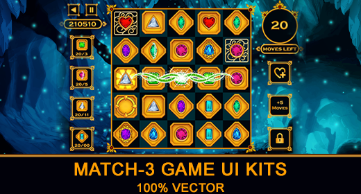 Match-3 Puzzle Game UI Kits