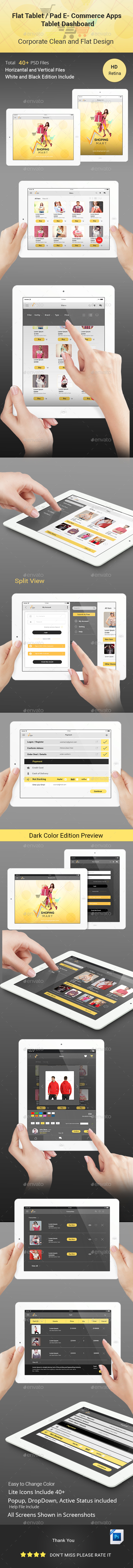 E-Commerce Flat Tablet and Pad App Dashboard - User Interfaces Web Elements