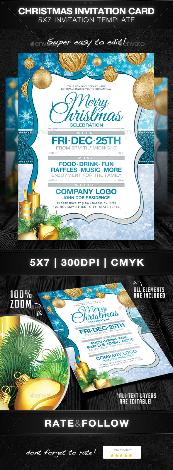 Christmas Party Invitation Card - Holidays Events