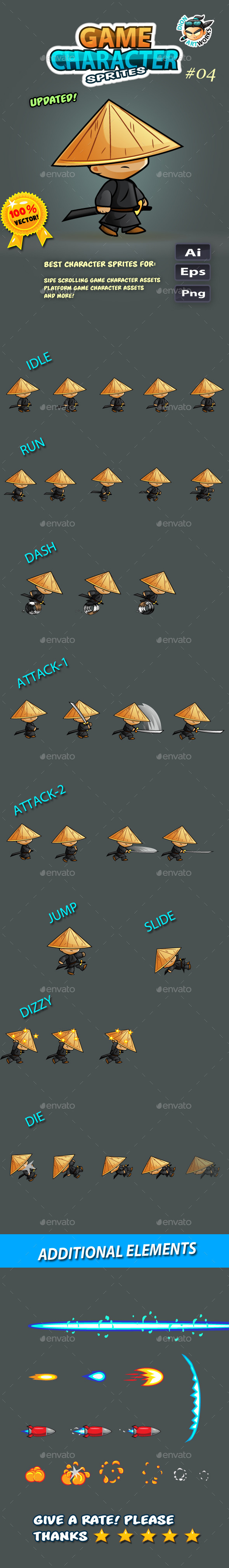 Samurai Character Sprites O4 - Sprites Game Assets