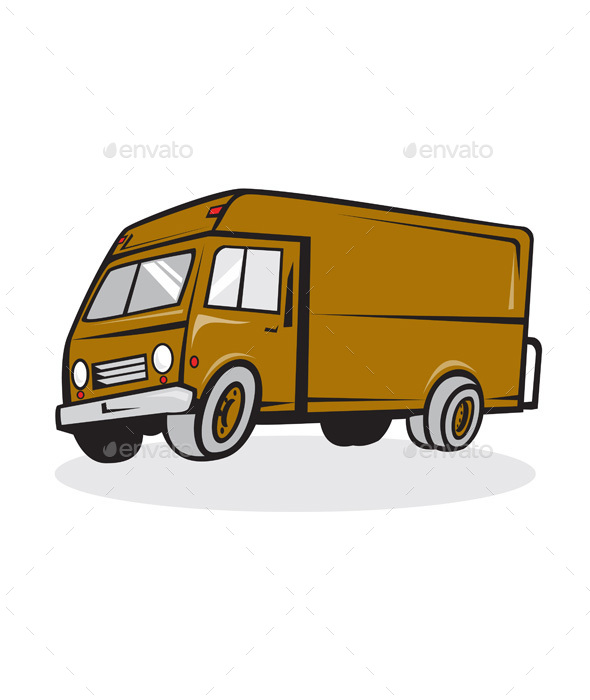 Delivery Van Side Isolated Cartoon - Travel Conceptual