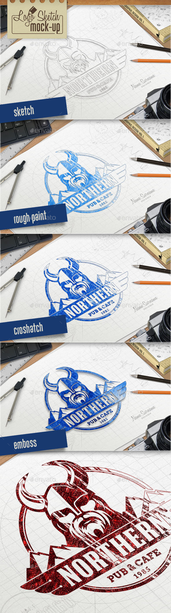 Logo Sketch Mockup - Logo Product Mock-Ups