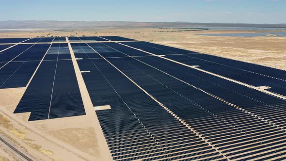 Impressive Fields with Hundreds of Solar Panels in Sunny Desert of ...