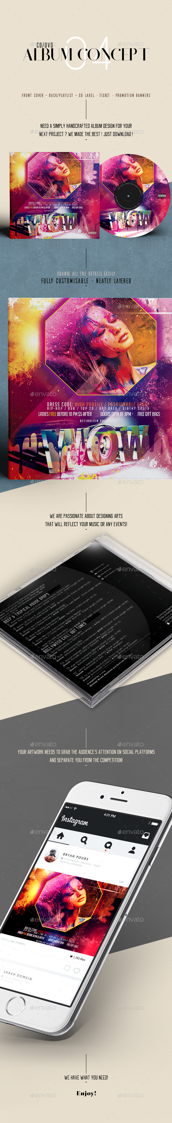 Album Concept with Extras - CD & DVD Artwork Print Templates