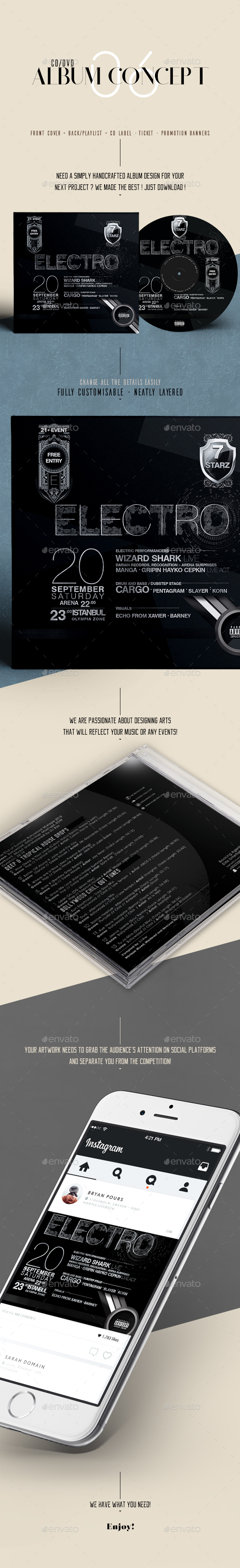 Album Concept with Extras - CD & DVD Artwork Print Templates