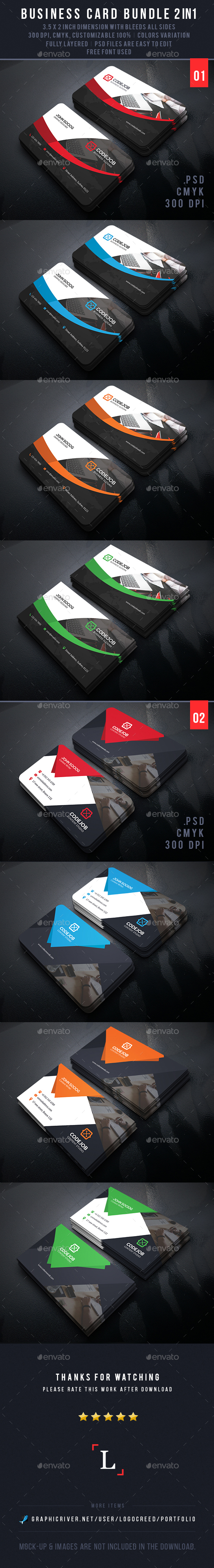 Corporate Business Card Bundle - Business Cards Print Templates