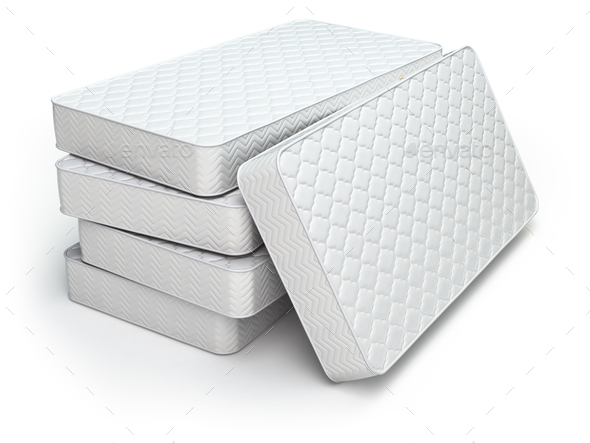 White mattress isolated on white - Stock Photo - Images