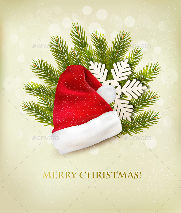 Holiday Background With A Santa Hat And Christmas - Christmas Seasons/Holidays