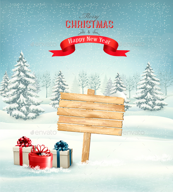 Holiday Christmas Background With Presents - Christmas Seasons/Holidays