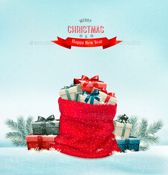 Holiday Christmas Background With A Sack - Christmas Seasons/Holidays