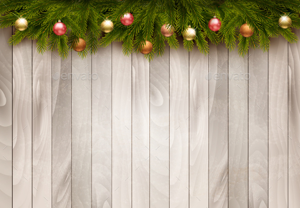 Christmas Decoration On old Wooden Background. - Christmas Seasons/Holidays