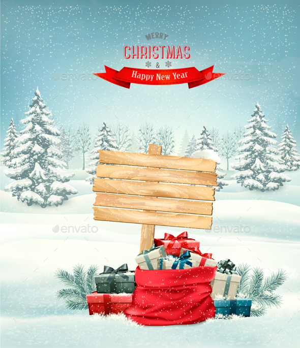 Holiday Christmas Background With A Sack - Christmas Seasons/Holidays