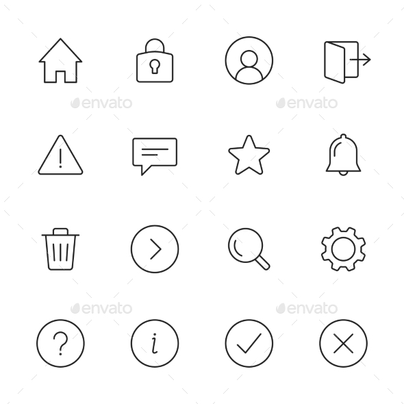 Basic Interface Line Icons - Web Icons