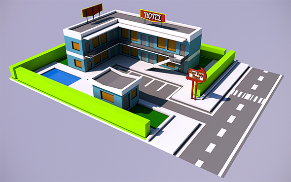 Low Poly Hotel - 3Docean 13971160