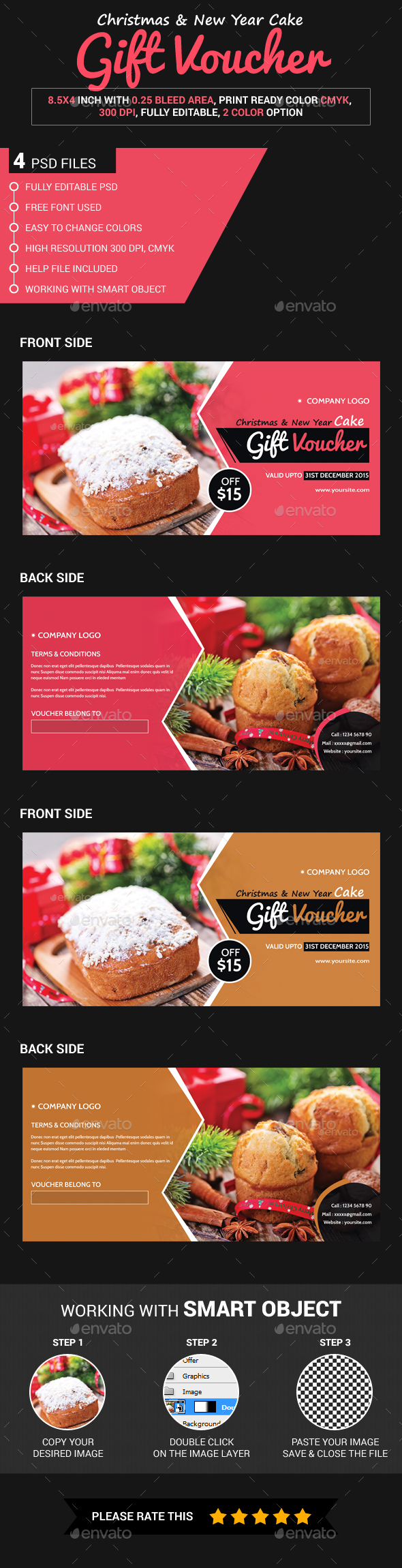 Christmas & New Year Cake Gift Voucher - Loyalty Cards Cards & Invites