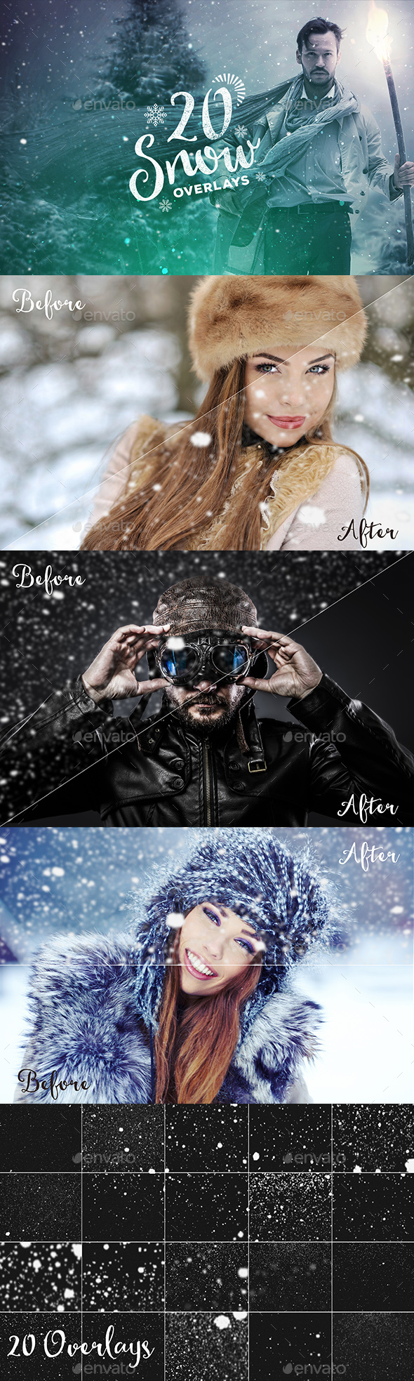 20 Snow Overlays - Seasonal Photo Templates
