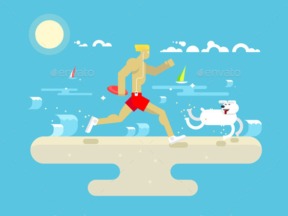 Morning Jog On Beach - Sports/Activity Conceptual