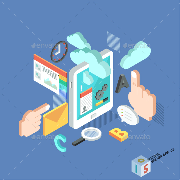 Isometric Tablet Mobile Services Concept - Technology Conceptual