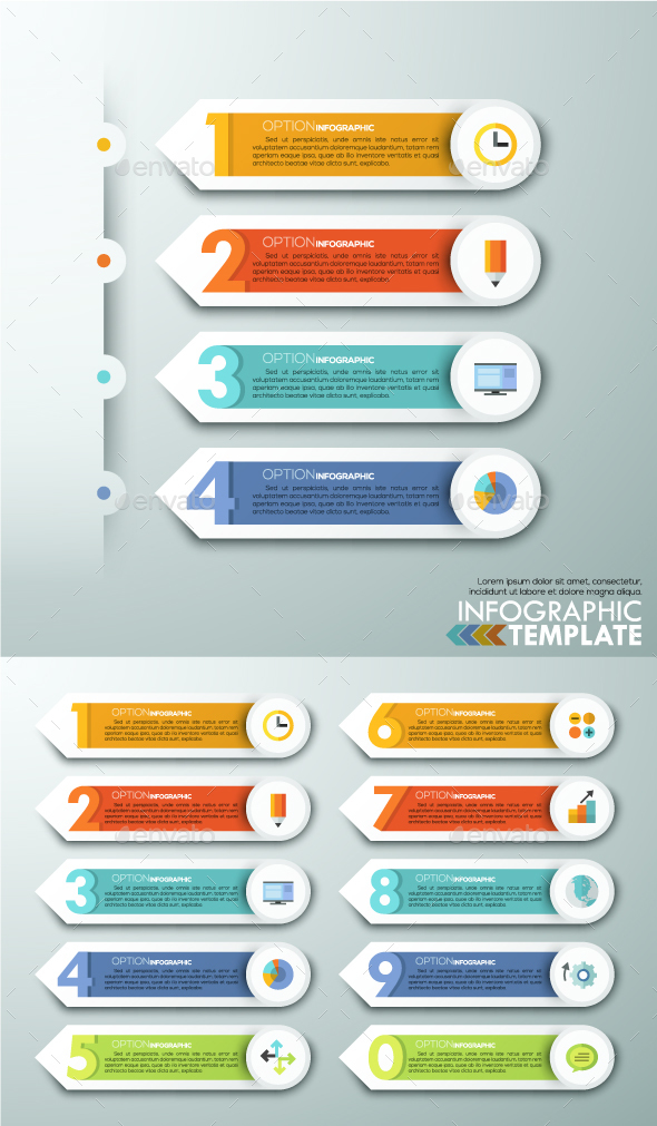 Modern Infographics Paper Arrows From 0 To 9 - Infographics