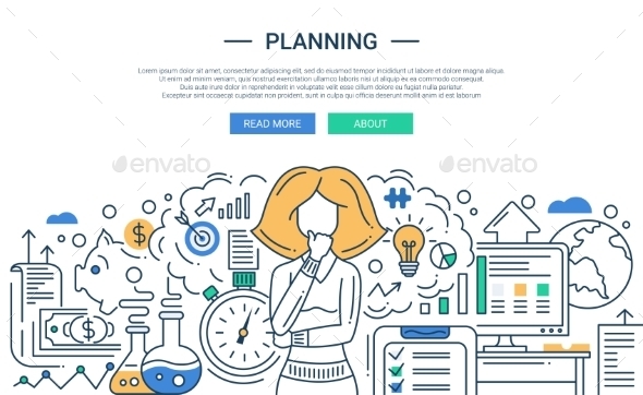 Planning Line Flat Design Illustration - Backgrounds Business